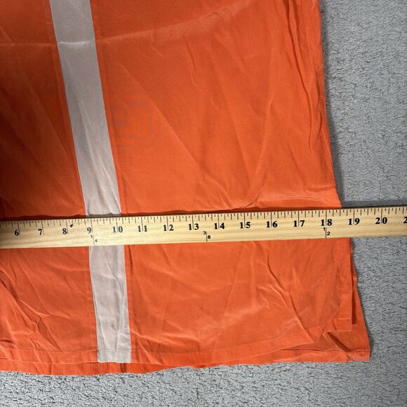 Trina Turk Size M Silk Tank Blouse Orange Cream Key Hole Resort Ditsy Retro Boho - Picture 8 of 14